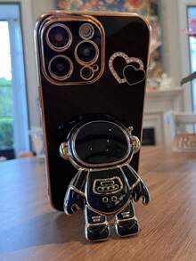 1pc Electroplated Bracket Phone Case, Shock-Proof Ultra-Thin Protective Cover With Hidden Stand, Camera Lens Protection, Compatible With IPhone7/8/11/12/13/14/15/X/XR/Xs/Plus/Pro/Pro Max/SE2/Mini Series, Phones