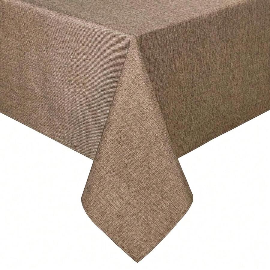 Mantel rectangular de lino sintético - Mantel lavable resistente a las arrugas y las manchas para cocina, comedor, mesa de fiesta y cena, color caqui, 54 X 108 pulgadas - Caqui 108x54 rectangular - Ver 1