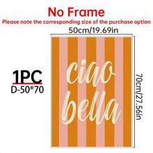 1pc Ciao Bella Poster Decoration, Wall Art, Girly Room Decor, Cute Wall Art, Pink Retro Poster, Wall Decoration Poster, Wall Canvas Decoration, Ideal Gift For Bedroom Living Room