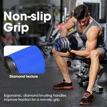 ANNA TOSANI Kit Mancuernas 2 en 1 Multiuso Múltiples Opciones 10 15 20 30 40Kg para Entrenamiento de Ejercicio en el Gimnasio en Casa Ejercicio de Todo el Cuerpo Agarra antideslizante - Azul10KG - Ver 6