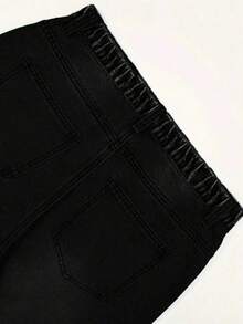 Boys Casual Pocket Elastic Waist Straight Loose Jeans, Everyday Wear - Black - View 4