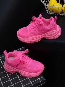 1 Pair Spring Autumn Soft Sole Non-Slip Hook And Loop Casual Sports Shoes - Hot Pink - View 5