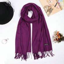 1 Stück Damen Einfarbiger Fransen Eleganter, leichter und weicher Schal für Outdoor Sonnenschutz