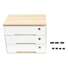 Wood Desk Organizer With 3 Drawers, Lockable Desktop Countertop Storage Cabinet For Home Office Supplies File Tabletop Organizing Unit, 15.75" X 11.02" X 12.2" (Wood) - trắng - Xem 5