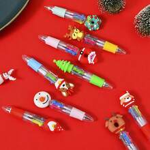 8pcs Random Christmas Ballpoint Pens - Reindeer/Snowman Designs, 4-In-1 Colors, Comfortable Writing, Suitable For Office/Party/Back-To-School Prizes, Essential Christmas Gifts, Stocking Stuffers, Holiday Favors, Party Supplies, Fun Stationery, Reliable Ink, Durable Plastic, Writing Essentials, Multi-Pack Pens, Office Workers, Party Planners