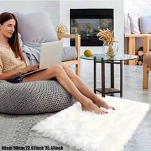 1pc White Rectangular Fluffy Rug, Soft & Skin-Friendly Carpet, Multi-Purpose For Living Room, Bedroom, Music Studio, Game Room, Closet Decor, Comfortable Home Decor, Modern Ins-Style Decorative Rug, Living Room Carpet, Sofa Seat Rug, Area Rug, Versatile Home Decor Carpet, Large Size Carpet For Living Room, Bedroom Rug, Room Decor Christmas Decor Kitchen Rug