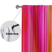 两片装数码印花薄纱窗帘，几何渐变图案，由橙色过渡到玫瑰粉，涤纶材质。安装简便，是装饰客厅、卧室、厨房和办公室的理想之选。 - 彩色 - 查看 5