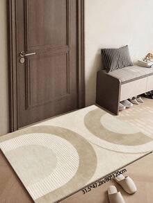 1 Stück beiger Großraum-Teppich für Wohnzimmer, abstraktes Linien- und modernes minimalistisches Wasserwellen-Muster, flauschiges Material, weich und angenehm anzufühlen, leicht zu pflegen, wasserabweisend und fleckresistent, rutschfeste Rückseite, Teppich für Lobby, Schlafzimmer, Wohnzimmer, Badezimmer, Küche, Esszimmer, Büro, Raumdekoration und Fußmatte, für Feierlichkeiten.