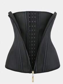 1 pieza Faja reductora de cintura con cremallera, moldeador de alta compresión del Body, faja para la cintura, faja para mujeres, corsé debajo del busto de látex, cinturilla - Negro - Ver 6