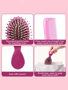 Mini Wet Hair Brush For Detangling, Compact Hair Brush For Wet And Dry Hair, Pain-Free Detangler Brush For Teens & Adults, Portable Travel Hairbrush For Purse, Gym Bag, Gift For Bridesmaids (1-Pack) - Màu sắc ngẫu nhiên - Xem 10