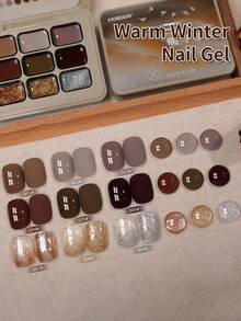 9-Colors Warm Collection Winter Glue Smudges Canned High Saturation Popular Semi-Solid Nail Polish Glue Nail Salon For Special Use Nails - Multicolor - View 3