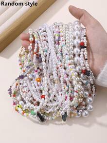5/10/15/30pcs Assorted Colorful Rice Bead Necklaces, Boho Summer Dopamine Vibes - Multicolor - View 3
