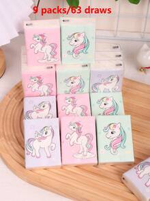 Serviettes en papier à motif d'ours blanc mignon, mouchoirs en papier portables et adorables en mini format, 3/6/9/18 paquets, emballage à motif de poney arc-en-ciel