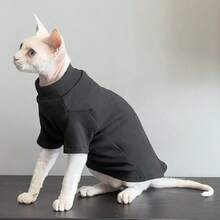 Sphynx Cat Winter Warm Outfit - Fleece Turtleneck Sweatshirt, Breathable Hairless Cat Jacket, Suitable For Small/Medium Dogs & Chihuahuas, Soft & Comfortable, Outdoor Windproof & Cold-Proof For Autumn/Winter - Black - View 17