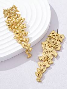 1 par de pendientes de botón de aleación con diseño de corazón hueco, elegante y romántico