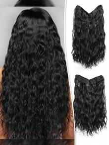 1PC V-Shaped Clip-In Hair Extensions For Women Multi-Color 22-Inch Length Natural Wave Synthetic Heat-Resistant Fiber Wig Suitable For Everyday Wear