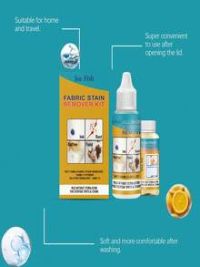 100 ml + 30 ml Ensemble de détachage pour tissus JUE FISH, nettoyant pour vêtements, nettoyage de chaussures, nettoyage de tous types de vêtements, nettoyage de literie, nettoyant tout usage