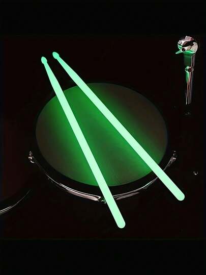 2 piezas [Baquetas que brillan en la oscuridad] Baquetas fluorescentes 5A | Cabezal de tambor que brilla en la oscuridad de colores neón (blanco, rosa, azul, verde, morado) para jazz y bateristas principiantes - Accesorios de batería de alta calidad sin electricidad