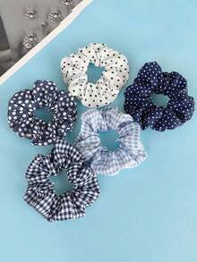 5pcs/Set Cute Scrunchies Hair Ties, Minimalist Stylish Hair Bands For Women ,Scrunchy Hair Ties
