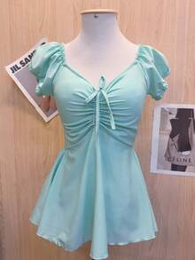 Women's Cute, Light, Elegant Style Blouse - 薄荷綠 - 查看 1