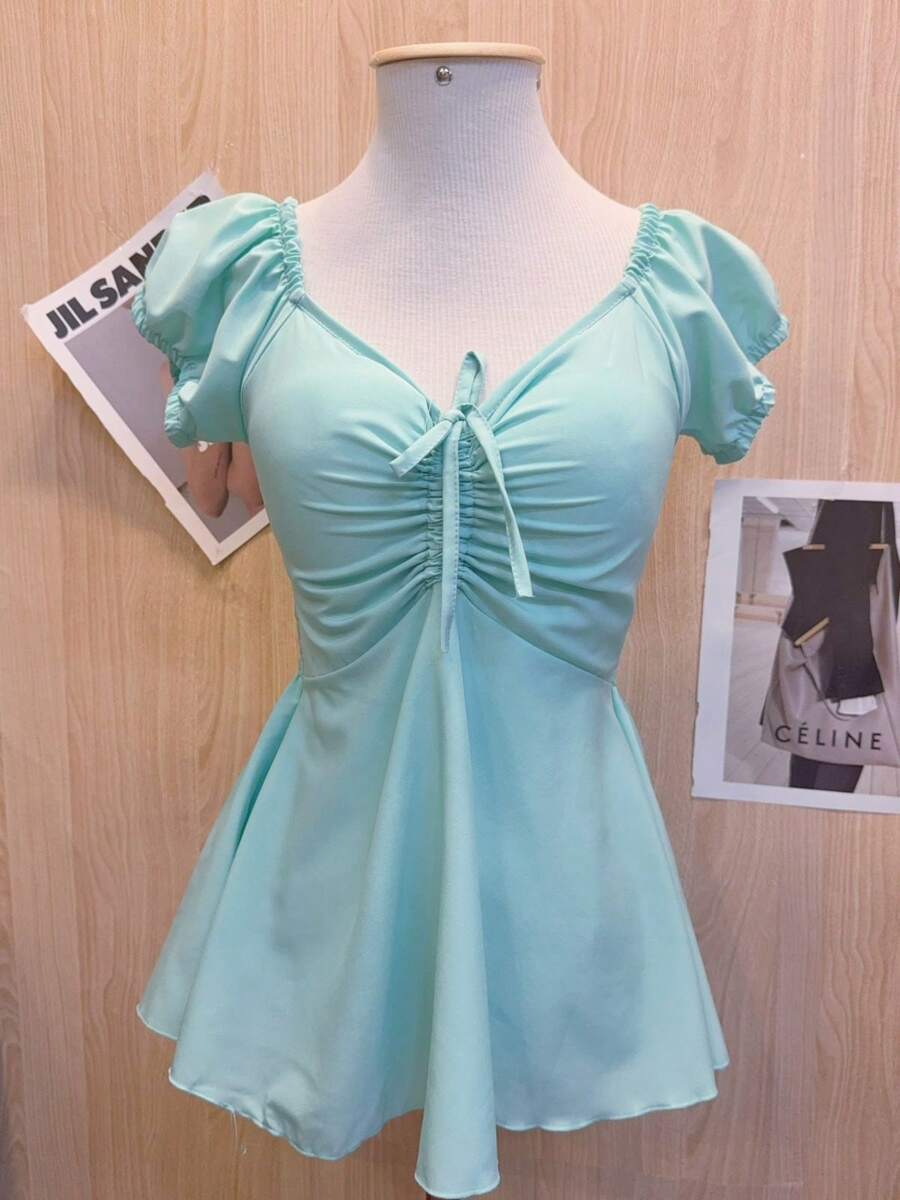 Women's Cute, Light, Elegant Style Blouse - 薄荷綠 - 查看 1