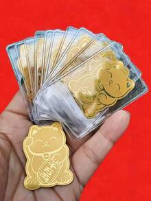 20pcs Gold Lucky Cat Stickers - Decorative Stickers For Mobile Phones And Laptop Covers, Shiny Glitter, Lucky Symbol For New Year Gifts, Phones, Tablets, Laptops, Cat Accessories, Tech Accessories, Holiday Decor, Funny Design, High-Definition Printing