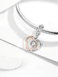 1个925纯银爱心月份吊坠，适合DIY手链，女士饰品 - 銀色 - 查看 5