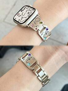 1 件星空金属可爱小狗水钻手表带，适用于 38/40/41/42/44/45/49/46mm Ultra2/Ultra/SE/11/10/9/8/7/6/5/4/3/2/1 女士