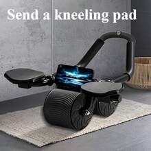 Automatic Rebound Abdominal Roller With Knee Pad - Base, Core Strength Trainer, Home Fitness Equipment - Heavy-Duty Structure Design - Suitable For Beginners And Advanced Users - Space-Saving Design - No Power Required - Black, Knee Pad Support, Modern Sportswear, Durable Construction, Manual Exercise Tool, Essential For Fitness Enthusiasts