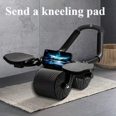 بكرة بطن ذاتية الارتداد مع وسادة للركبة - قاعدة، مدرب قوة الجذع، معدات اللياقة البدنية المنزلية - تصميم هيكل ثقيل - مناسب للمبتدئين والمستخدمين المتقدمين - تصميم مدمج - لا يتطلب طاقة - أسود، دعم وسادة الركبة، ملابس رياضية حديثة، بناء متين، أداة تمرين يدوية، ضرورية لهواة اللياقة البدنية