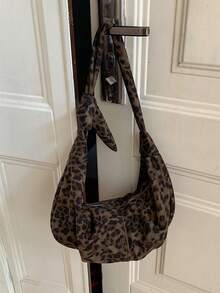 1 Túi đeo vai họa tiết da báo, Túi xách hình lưỡi liềm dung tích lớn thời trang phù hợp cho phụ nữ trưởng thành, trang phục thời trang và mua sắm ngoài trời - Nhiều màu - Xem 5