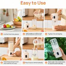 Licuadora portátil Juice, recargable por USB, con 12 cuchillas, mezcladora de 500ML para leche y batidos de leche, recarga de alimentos, hielo triturado, cuchilla de acero inoxidable, adecuada para exteriores y viajes