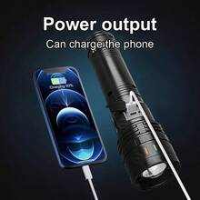 10000 Lumens Super Bright LED Flashlight, Rechargeable Type-C Interface, Outdoor Ultra Bright Long Range Tactical Flashlight, Waterproof Safety Lighting, Adjustable Zoom, Suitable For Fishing, Hunting, Hiking, Cycling, Mountaineering, Emergency Operations And More