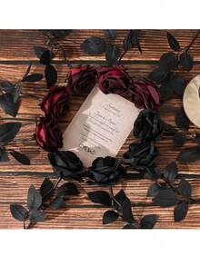 5/12 piezas Rosas rojas oscuras de seda artificial - Decoración de Pascua - Decoración de boda y jardín - Decoración de cocina y jardín - Hogar - Viaje - Artículos necesarios para festivales - Decoración de dormitorio - Decoración de baño - Decoración de habitación - Decoración del hogar - negro rojo - Ver 9