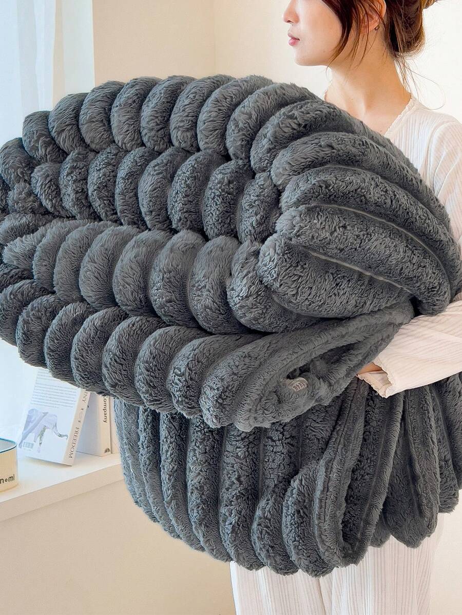 1pc Warm Ultra-Soft Striped Throw Blanket - Machine Washable Polyester,Best For Spring&Autumn,Allergy-Friendly, All-Season Cozy Comfort For Couch, Bed, Or Gift - Mixed Colors, Throw Blanket For Couch, Neutral Home Decor, Hypoallergenic Material,Autumn Decor,Winter Decor,Room Decor,Back To School