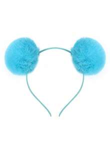 1pc/6pcs Cute Furry Ball Headband, Sweet Children Hair Accessories, Suitable For Autumn/Winter Parties, Holidays, School Events