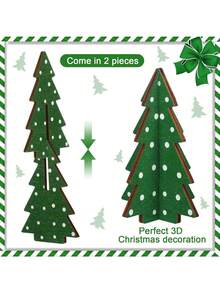 Juego de árboles de Navidad - 3 piezas de decoraciones de escritorio de madera con estampado de lunares, adecuado para centro de mesa festivo y decoración navideña de bandeja escalonada. 3 piezas de árboles de Navidad rústicos de mesa, decoración navideña rústica de granja para el hogar, centros de mesa navideños para mesa pequeña, árboles de Navidad para bandejas escalonadas (estilo de lunares 3D). - Multicolor - Ver 5