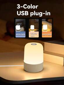 1pc Touch Control Lamp Bedside Lamp, Eye-Caring LED Night Light, USB Powered/Rechargeable Nightlight For Room, Bedroom, Bedside Lamp, Room Decor, Lamp, Christmas Light, Lampshade, Bedroom Decor, Christmas Decoration, Bedroom, Home Decor Living Room, Projector, Bedroom Wall Lamp, Light, LED Lamp, Fairy Lights, Christmas Gift, Home Decor, Christmas - 觸摸小夜燈 - 查看 13