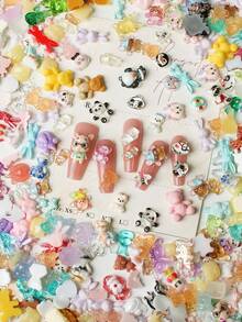 100PCS Hybrid Mini Pendant - Cute Bear, Cat Rabbit And Various Cartoon Characters Suitable For DIY Crafts, Slime Decoration, Scrapbooking, Hairpin, Mobile Phone Case Decoration, Manicure
