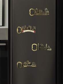 1个3D立体浮雕装饰磁性贴纸，城市地标文化创意金属冰箱贴，独特旅行纪念品 - 彩色 - 查看 5