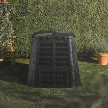Compost Bin For Garden 480L – Composter With Slatted Design For Aeration, Rainwater Collection, Side Flap & Lid – Outdoor Compost Converter – Frost & UV Resistant - Black - Default - View 8