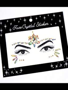 1 Sheet Face Gems Luminous Makeup Temporary Tattoo Stickers Acrylic Crystal Glitter Stickers Face Jewels Rainbow Tears Rhinestone For Party, Rave Festival, Music Festival, Dress-Up (5 Styles) - Multicolor - View 6