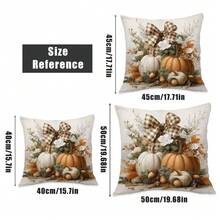 MEMNUN 4pcs Vintage Pumpkin, Floral, Leaf, Bow Print Polyester Decorative Throw Pillow Covers [No Pillow Insert], 17.7*17.7in(45*45cm)/19.69*19.69in(50*50cm)/15.75*15.75in(40*40cm), [Single-Sided Printing] Autumn Harvest Daily Decor Cushion Covers For Sofa, Bed, Living Room, Bedroom, Car, Office, Hotel, All Season, Perfect Gift For Family And Friends - Multicolor - View 4