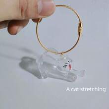 1个透明宠物毛发收纳吊坠袋，猫毛收集胶囊，宠物主人钥匙扣纪念品，猫咪圣诞礼物，趣味复古猫咪服装配饰，可爱猫咪钥匙扣，猫咪小饰品 - 金色 - 查看 6