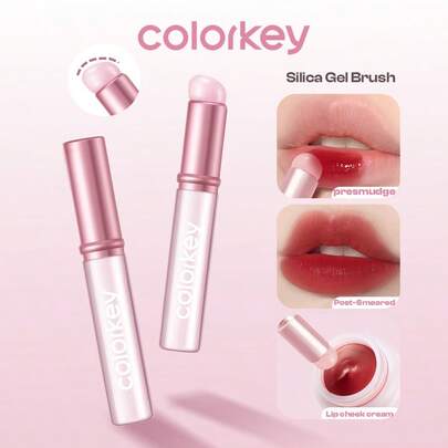 COLORKEY 硅胶唇刷带盖，多功能遮瑕刷和唇彩刷，便携式化妆刷套装，专业唇膏刷，旅行化妆必备，女士女孩美妆彩绘刷，完美打造春夏Y2K复古90年代妆容，生日母亲节礼物，派对必备