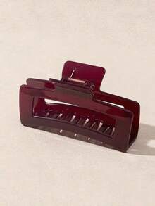 1 件简约亮面勃艮第方形发夹，优雅大号方形发夹配饰秋冬爪夹发饰适合女士度假装女士时尚发夹 - 酒紅色 - 查看 10