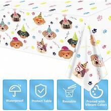 Paquete de 4 manteles Desechables de plástico con Hojas de eucalipto, 86.6 x 51.1 Pulgadas, para Shower,, hogar, cumpleaños,, decoración de Mesa - Perros - Ver 6