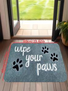 1pc New Dog Paw Print Welcome Mat, Suitable For Living Room, Bedroom, Indoor - Machine Washable - Flannel Material, Delicate Wrap, Skin-Friendly, No Pilling, Water-Resistant Easy Care, Odorless - Ideal For Home Decor, Room Decor, Living Room Carpet, Bedroom Carpet, Bathroom Carpet, Kitchen Carpet, Area Rug, Hotel Decor - Area Rug, All Season Use.