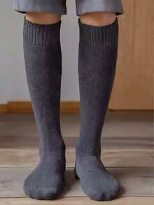 1/3 双装（随机发货）男士加厚保暖过膝袜，带保暖内衬雪地袜，柔软保暖，适合日常/商务/居家穿着