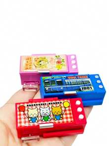 1 件微型娃娃屋逼真多功能铅笔盒、迷你文具盒、迷你尺子、迷你彩色铅笔、娃娃屋学校用品模型、圣诞礼物